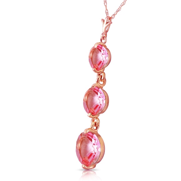 Galaxy Gold Products Jewelry - 14K. SOLID GOLD NECKLACE WITH NATURAL PINK TOPAZ